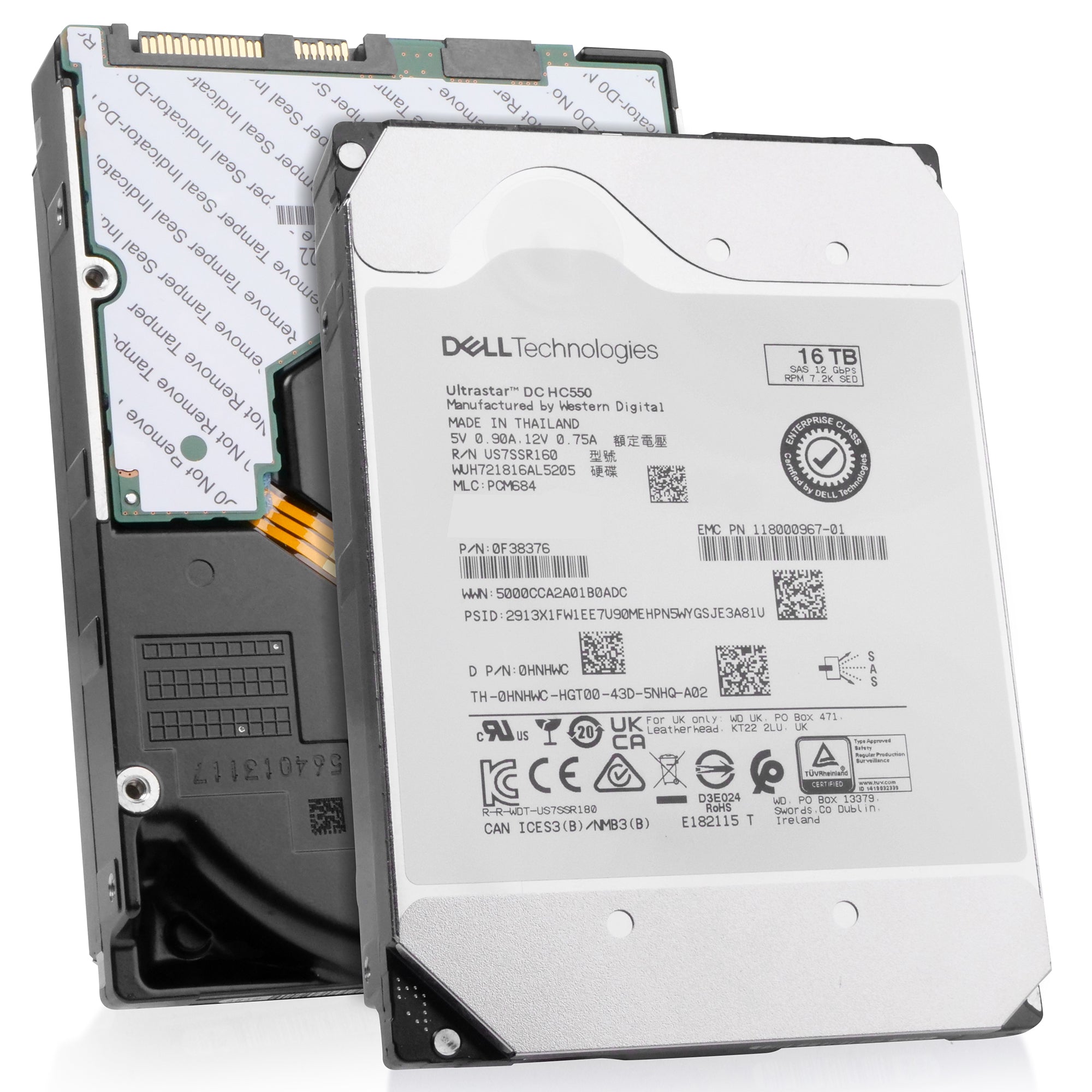 Dell/Western Digital Ultrastar DC HC550 WUH721816AL5205 0F38376 16TB 7.2K RPM SAS 12Gb/s 512e 3.5in Hard Drive