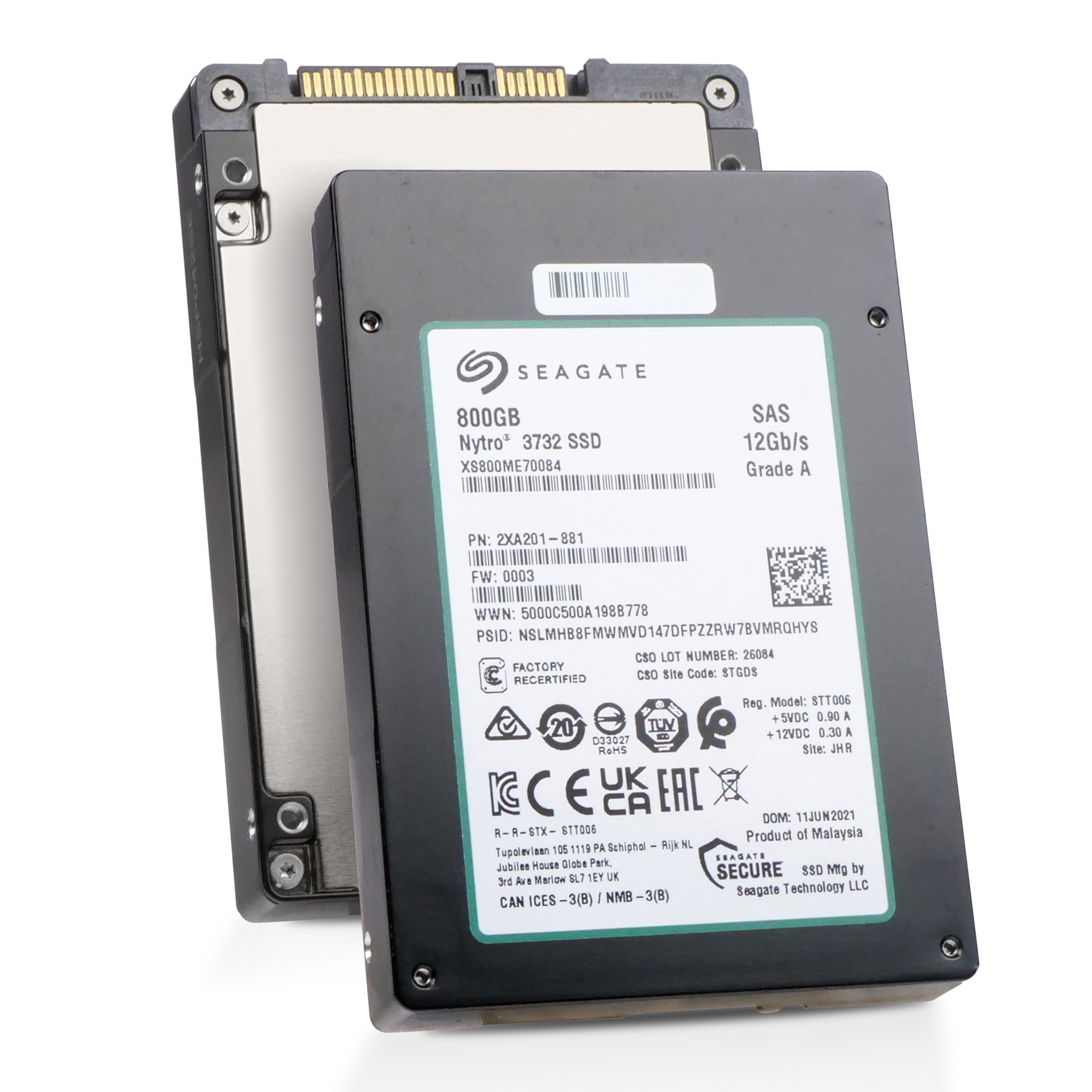 Seagate Nytro 3732 XS800ME70084 800GB 10 DWPD SAS 12Gb/s 3D eTLC 2.5in Recertified SSD