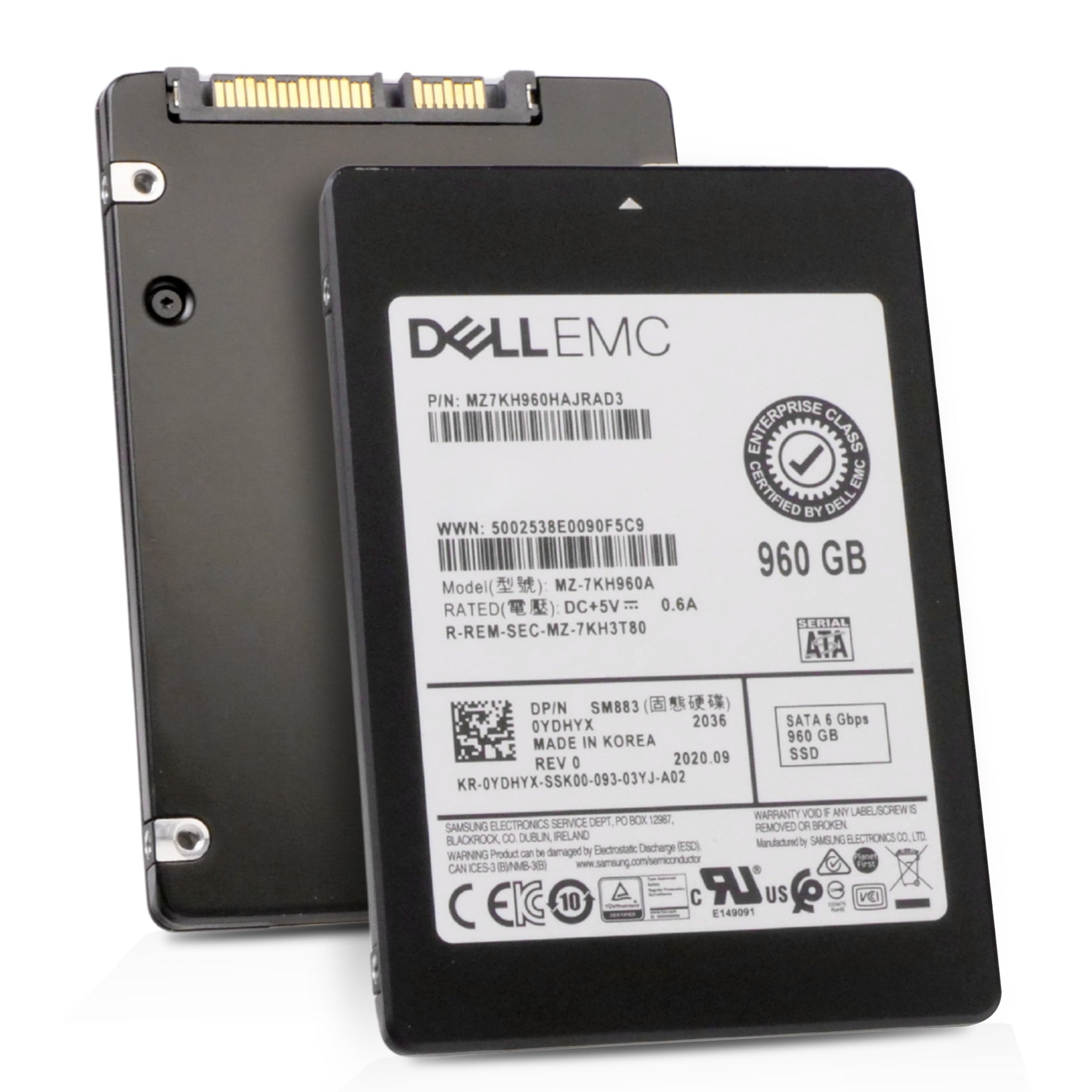 Dell/Samsung SM883 MZ7KH960HAJRAD3 960GB 3 DWPD SATA 6Gb/s MLC Mixed-Used 2.5in Refurbished SSD