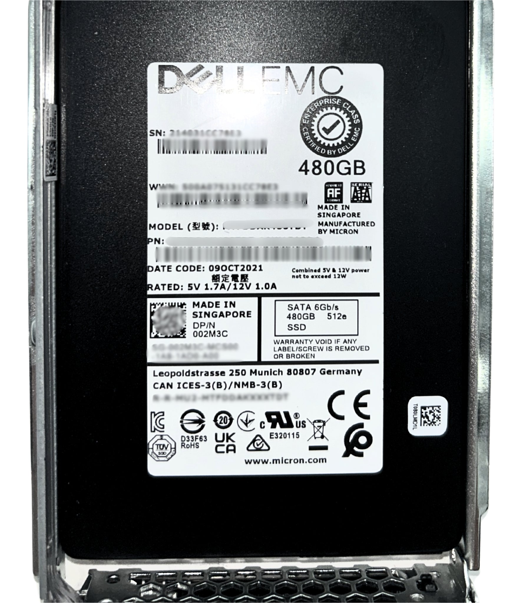 Dell 02M3C_NEW 480GB SSD SATA 2.5 6G MU MTFDDAK480TDT-1AW1ZABDA