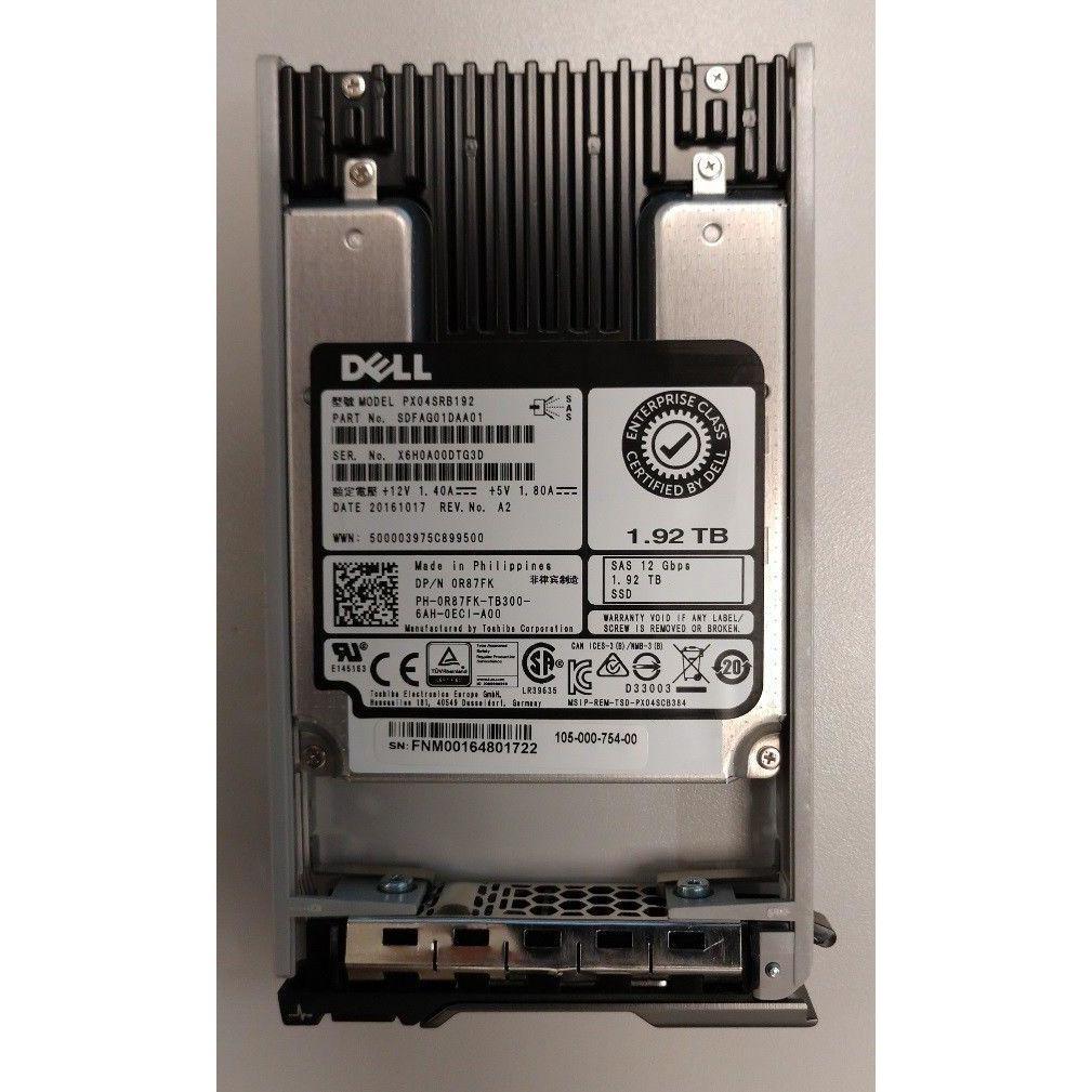 Dell 1.92TB 12Gb/s SAS 2.5in MLC SSD R87FK Toshiba PX04SRB192 Enterprise Drive 11110384744
