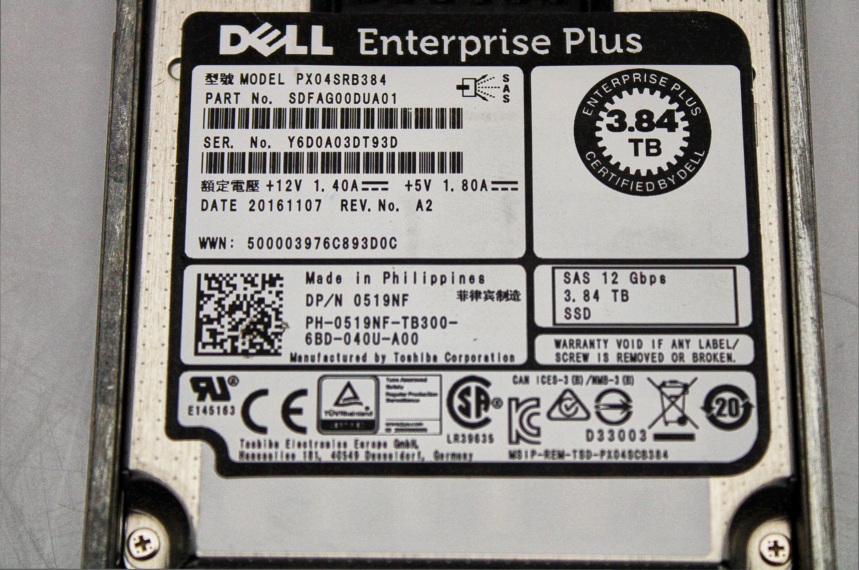 Dell 519NF-CML 3.84TB SSD SAS 2.5 12G RI PX04 E+