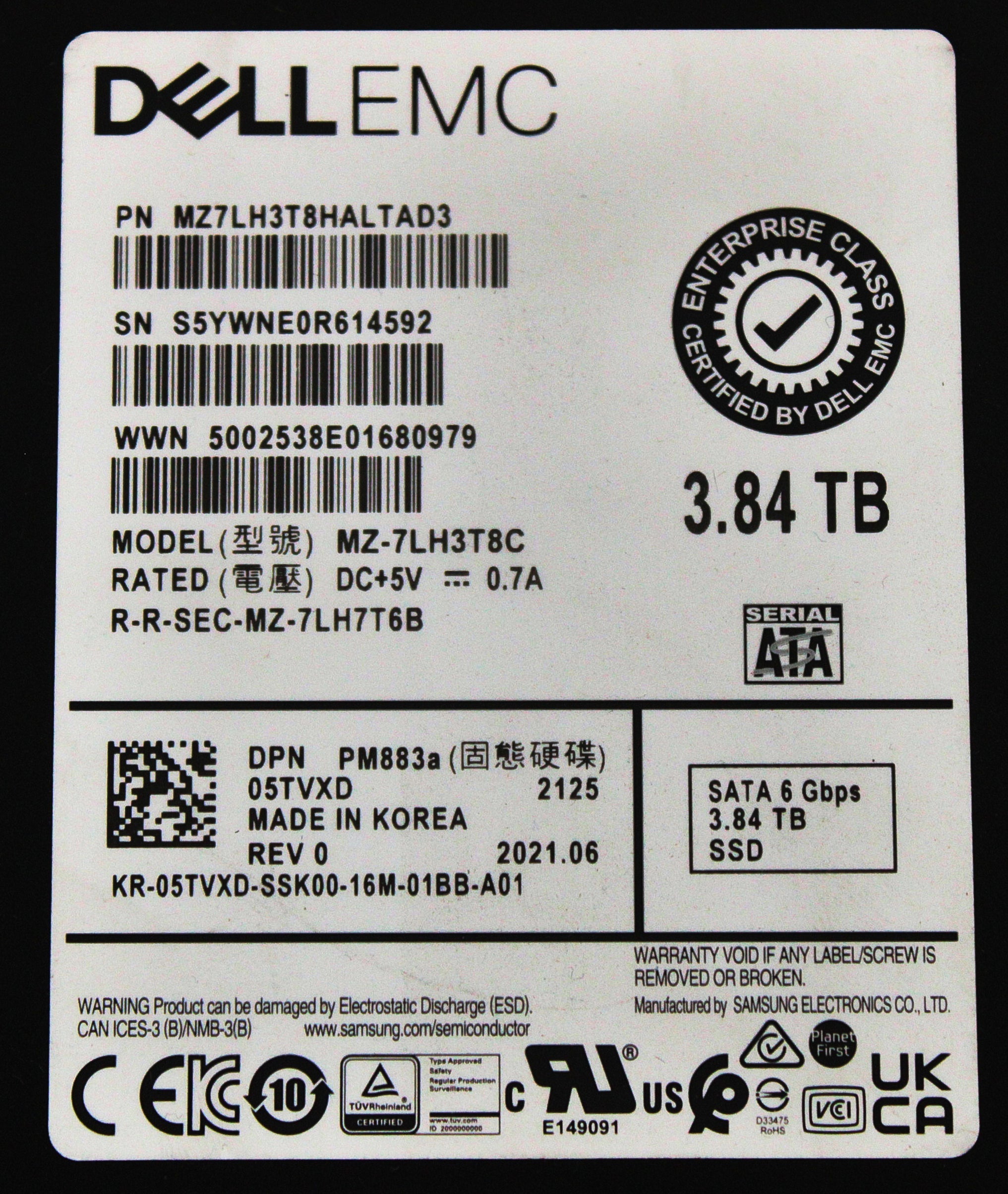 Dell 5TVXD 3.84TB SSD SATA 2.5 6G