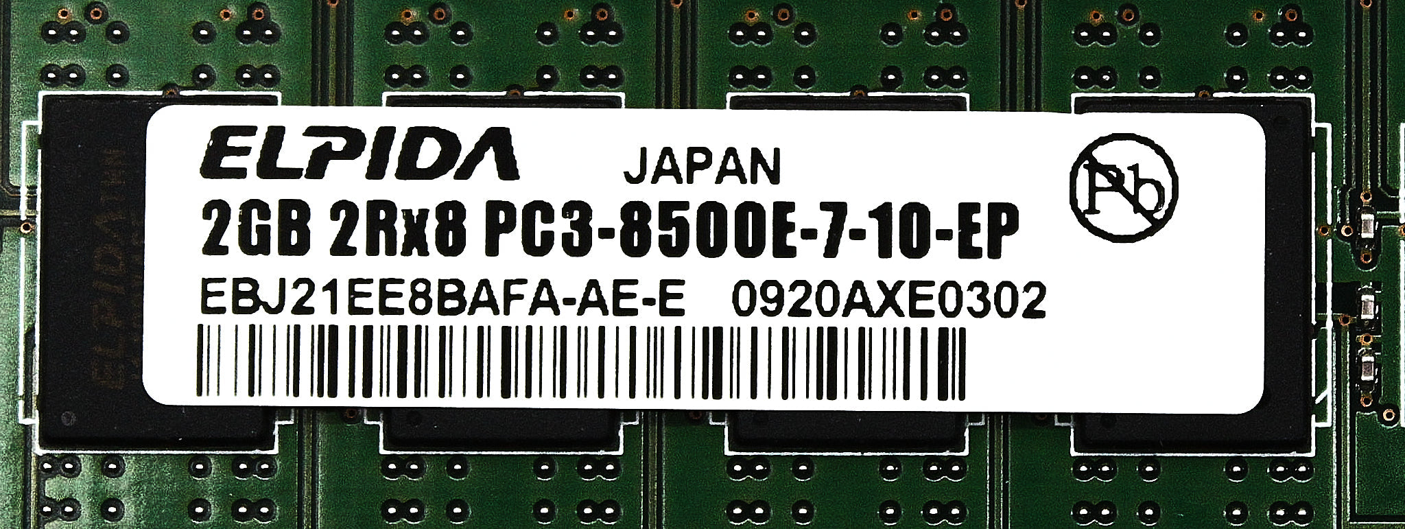 Dell EBJ21RE8BAFA-AE-E 2GB PC3-8500R DDR3-1066 2RX8 ECC