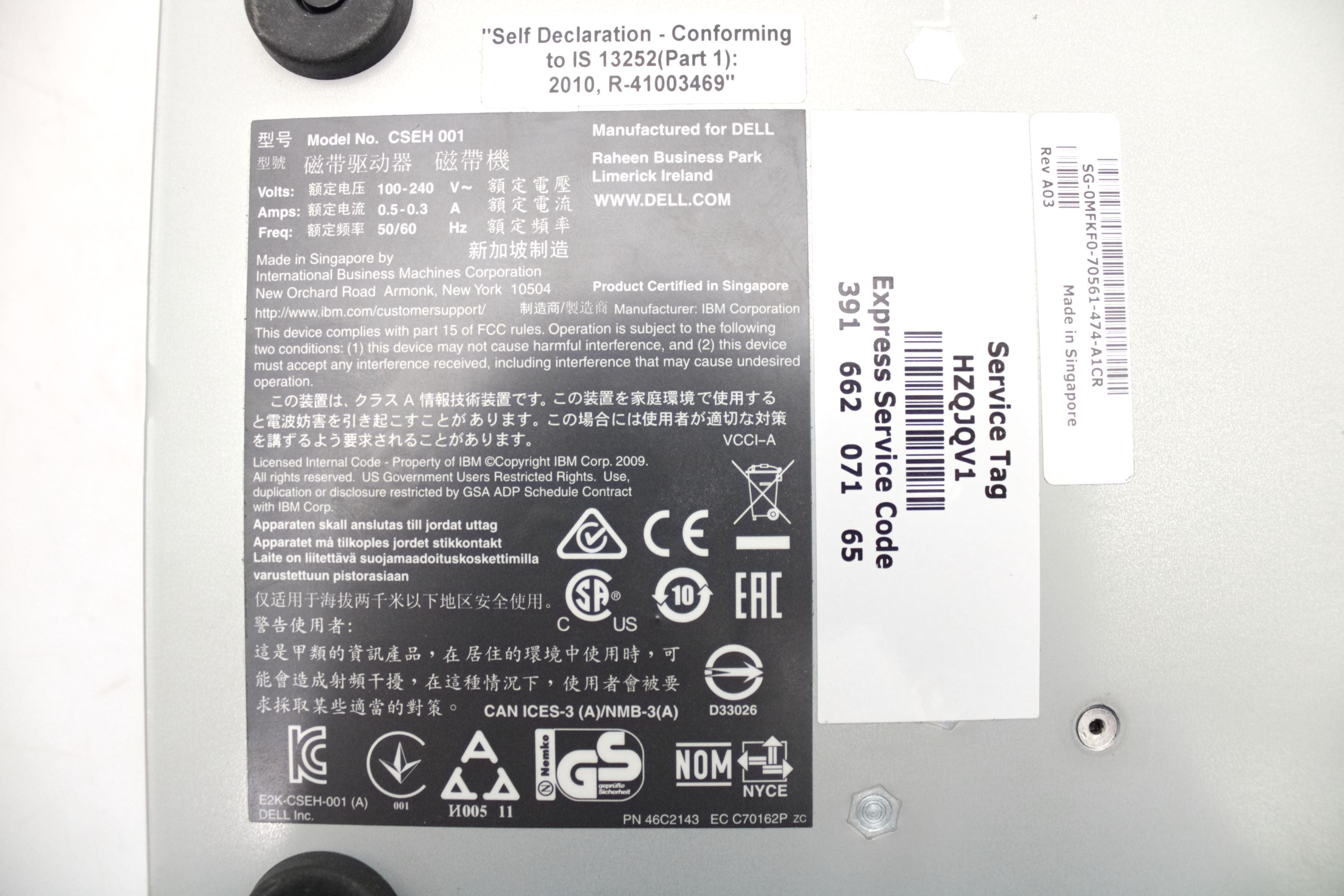 Dell MFKF0 2.5/6.25TB LTO6 HH SAS TAPE EXTERNAL DRIVE