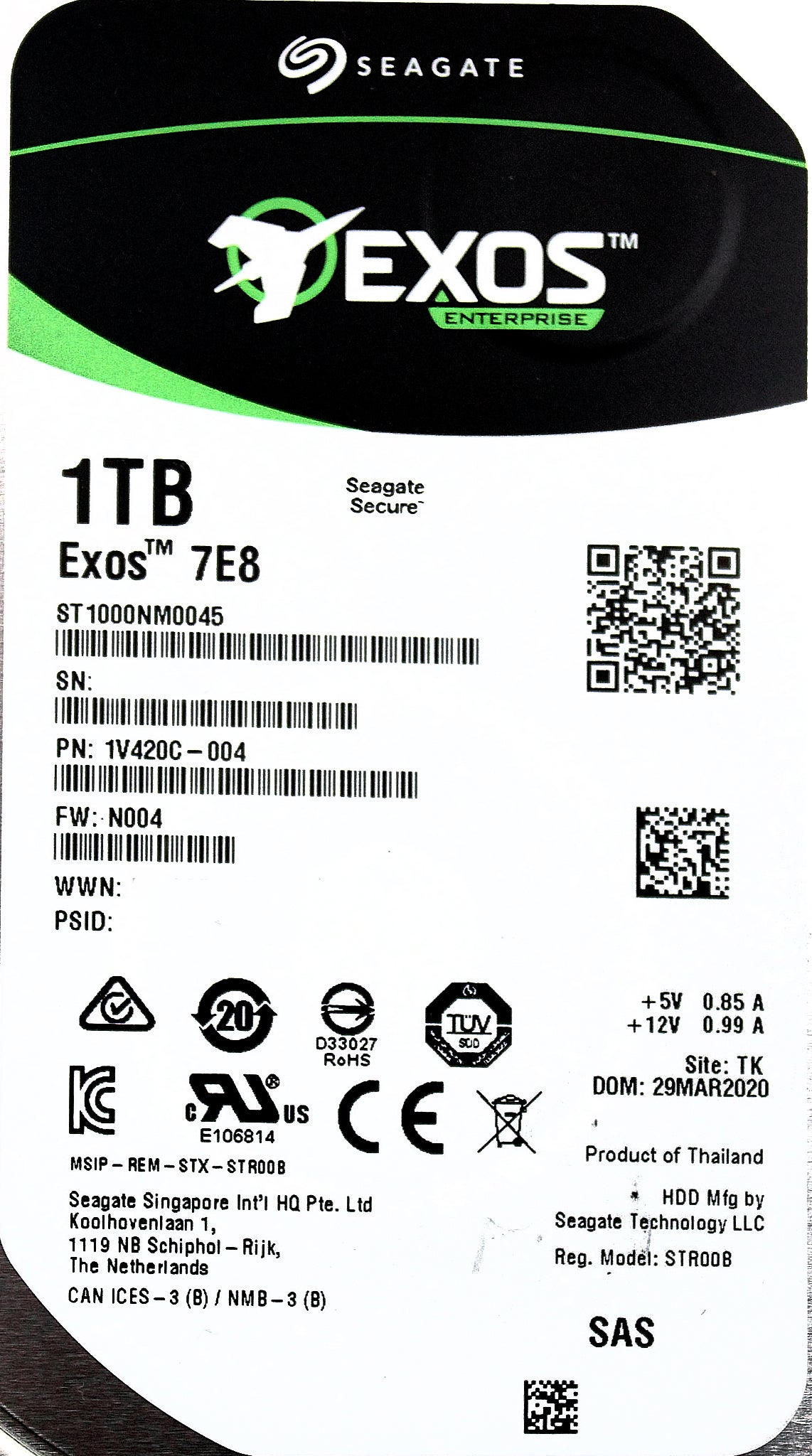 Dell ST1000NM0045 1TB 7.2K SAS 3.5 12G ST1000NM0045 / 1V420C-150