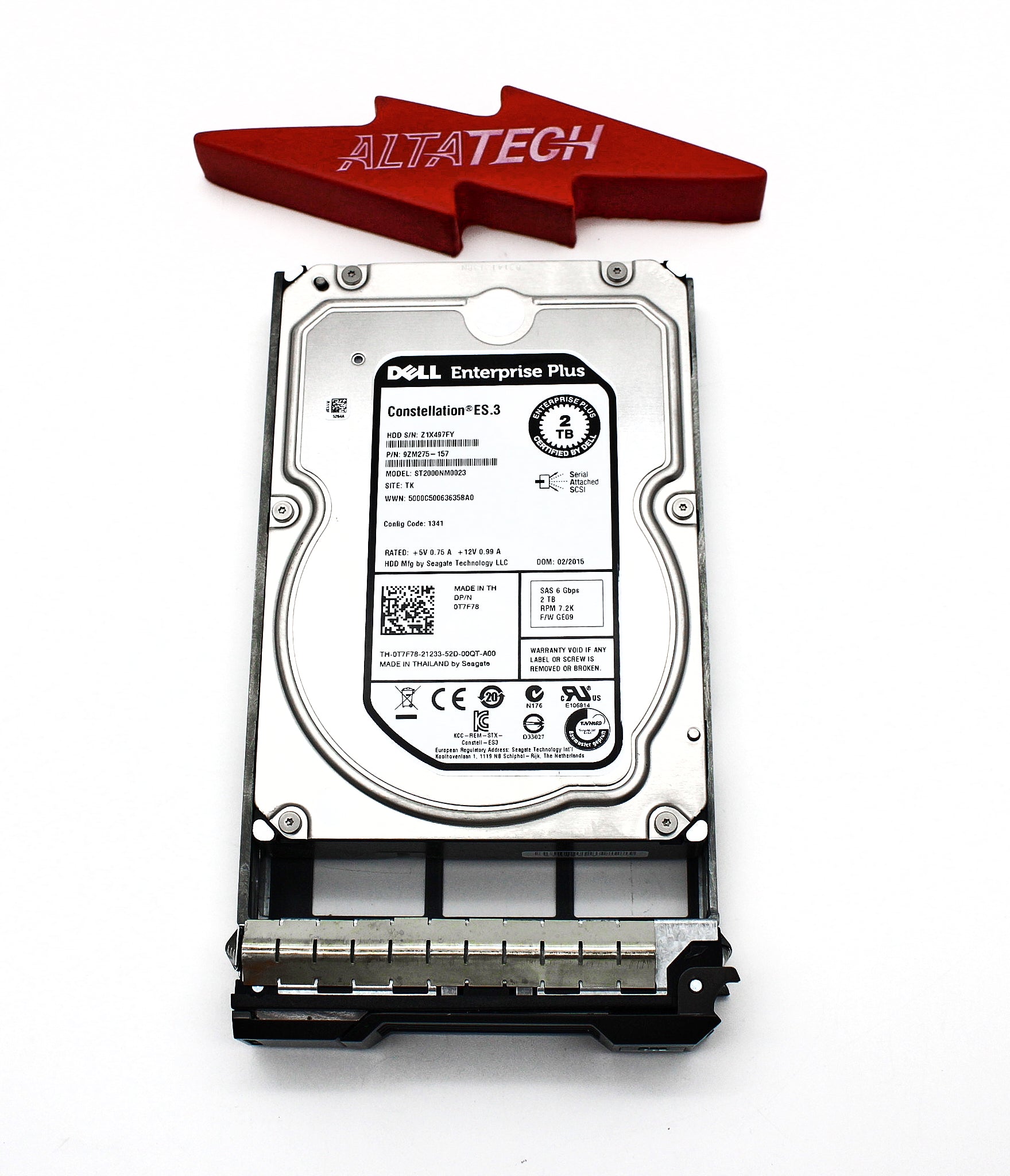 Dell T7F78-EQL 2TB 7.2K SAS 3.5 6G EP+ ST2000NM0023 / 9ZM275-157