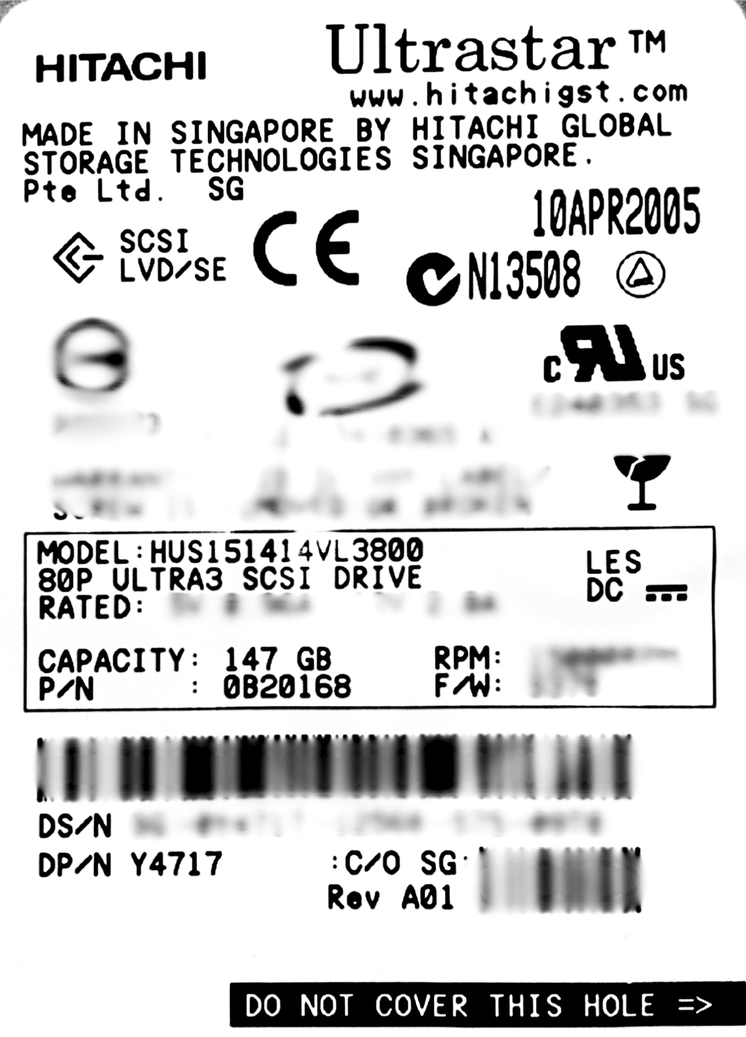 Dell Y4717 146GB 15K U320 Hitachi HDD