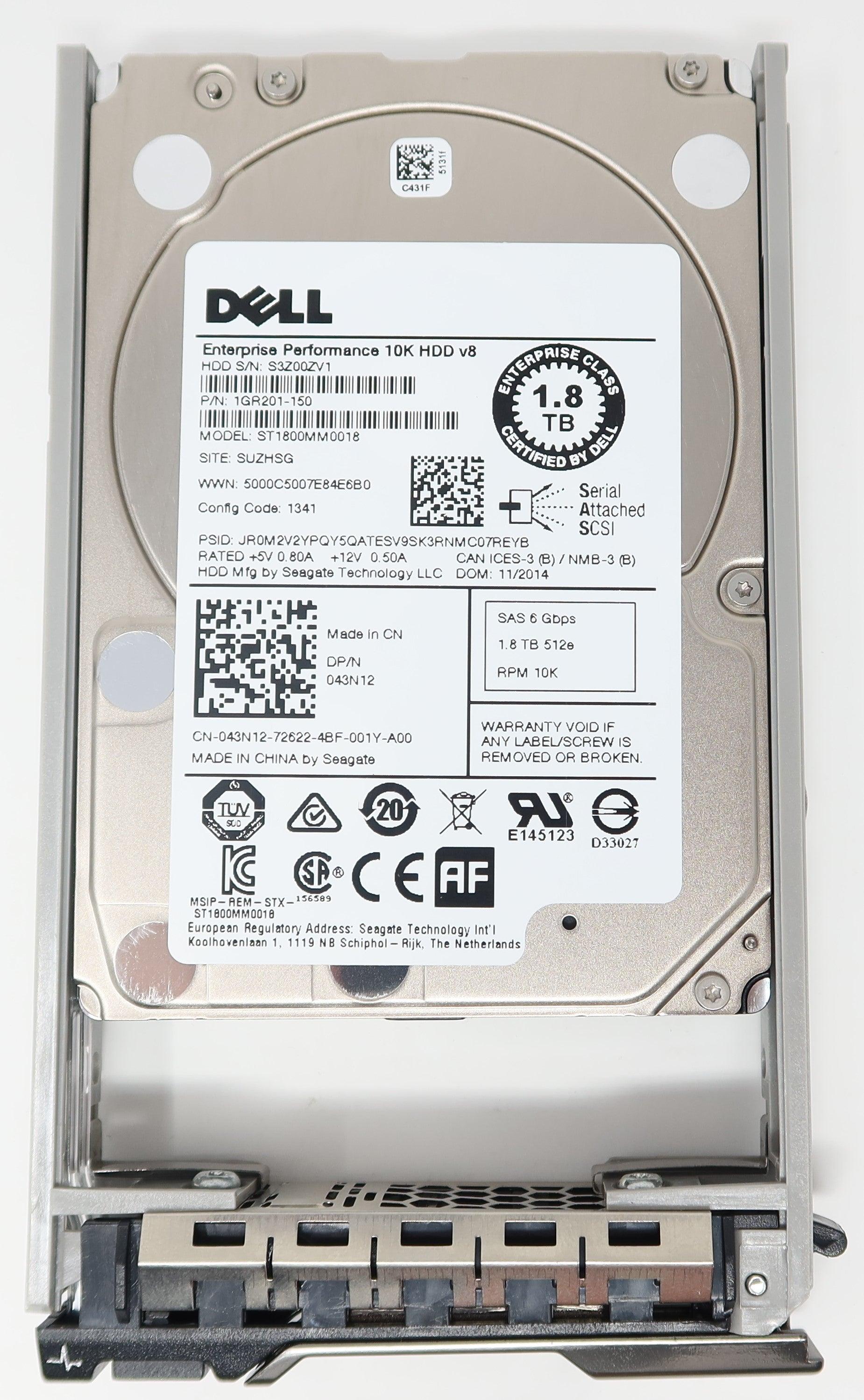 ST1800MM0018 Dell 1.8TB 10K 6G SFF SAS Drive 043N12