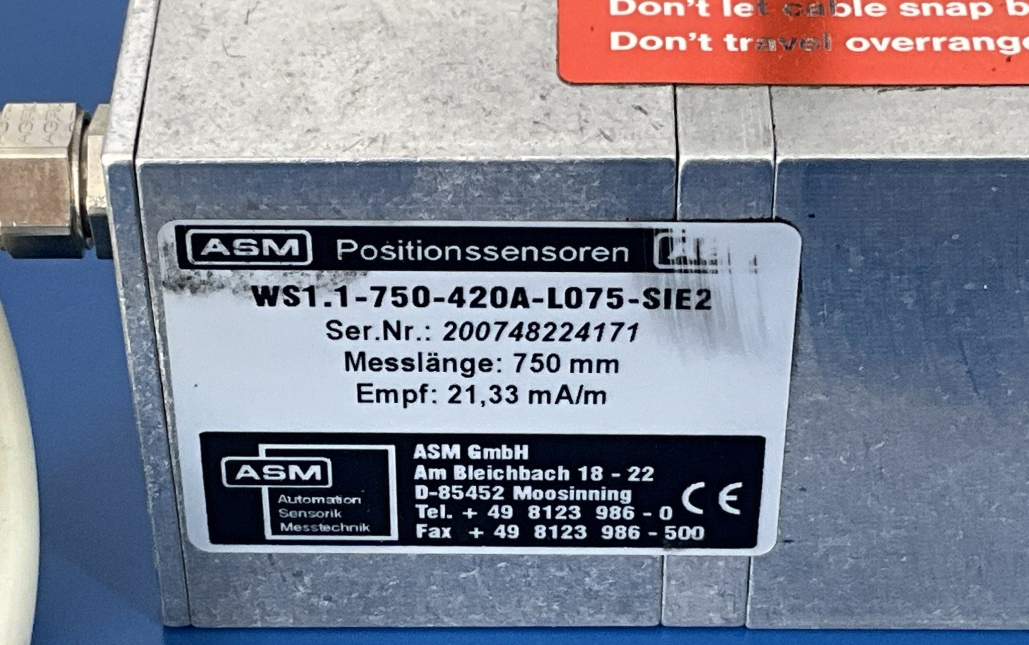 DISPLACE SENSOR 12V 750MM 4-20MA (4691200/04691200 SIEMENS