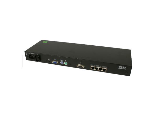 32P1635 - IBM NetBay 4-Ports 10/100/1000BASE-T Ethernet Rack-mountable Managed KVM Switch