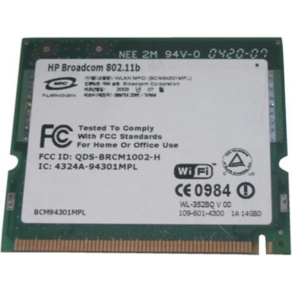 377357-001 - HP Mini PCI IEEE 11MBps 802.11b/g Wireless Lan (WLAN) Network Interface Card