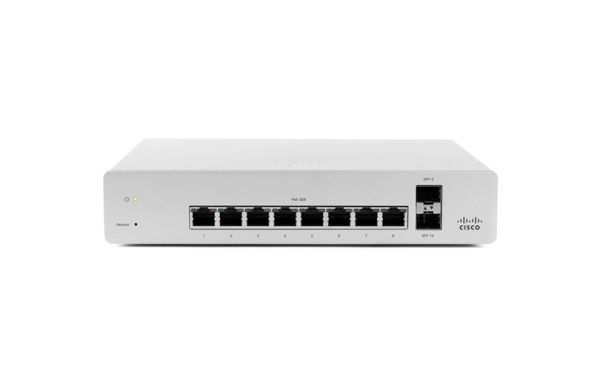 MS220-8P - Cisco Meraki 8-Ports 10/100/1000BASE-T Ethernet Layer 2 Cloud Managed Network Switch with 2-Ports SFP