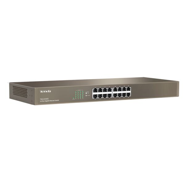 TEG1116P-16-150W - Tenda 16-Ports 10/100/1000BASE-T Ethernet Rack-mountable Network Switch