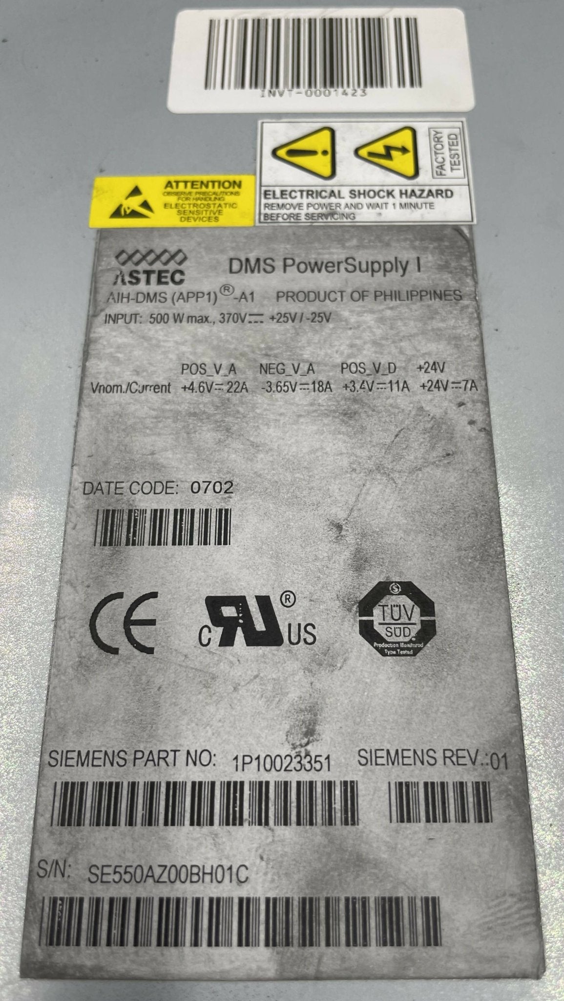 Siemens 10023351 - DMS Power Supply 1P for Somatom CT Label | Alo Tech Solutions