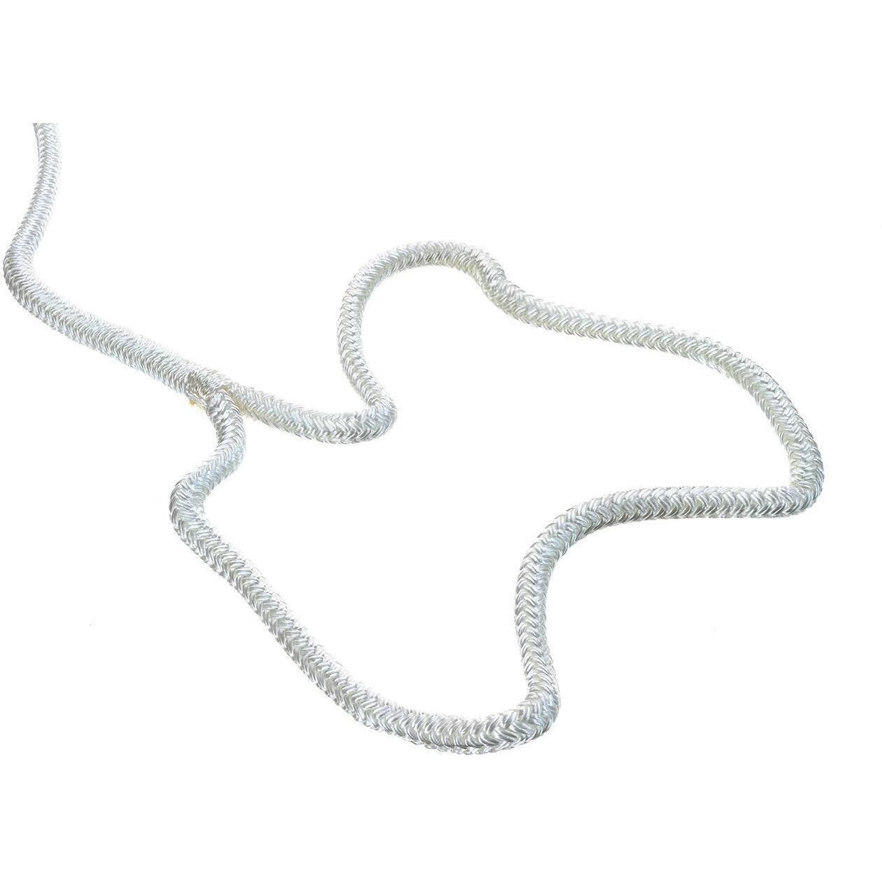 Seachoice Double-Braid Nylon Dock Line w/ Eye Splice, Pre-Shrunk, Heat Stabilized, 3/8 In. X 15 Ft., White