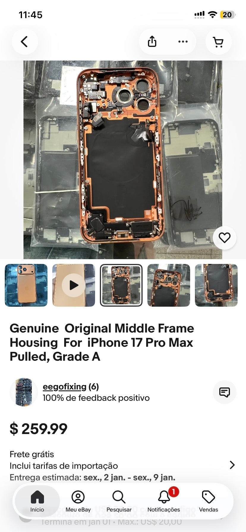 Genuine Original Middle Frame Housing For iPhone 17 Pro Max