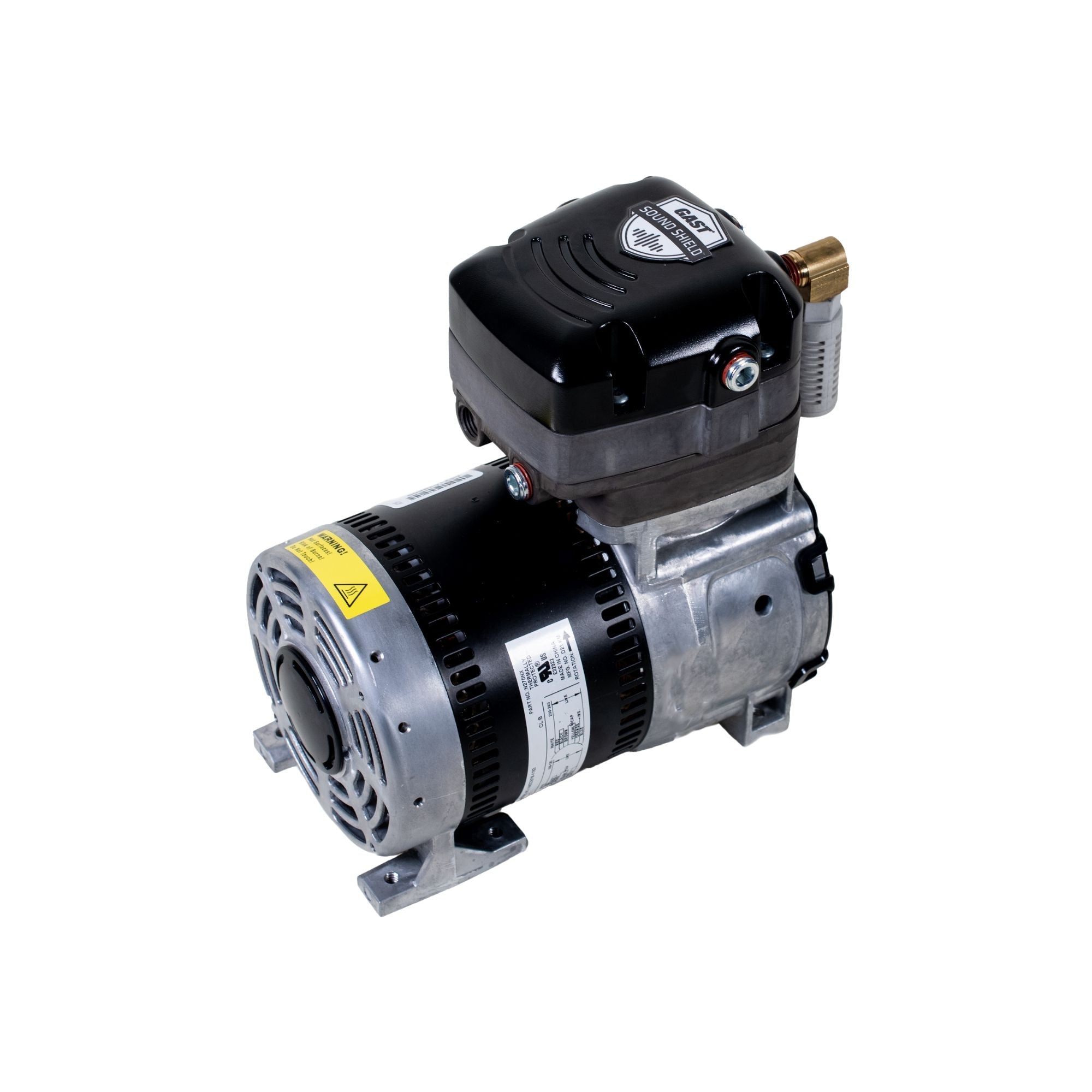 Gast | Oil-less Rocking Piston Compressor, Sound Shield, 50 db(A, 1.4 CFM, 27.5"hg | 86R130-VS101-N270X