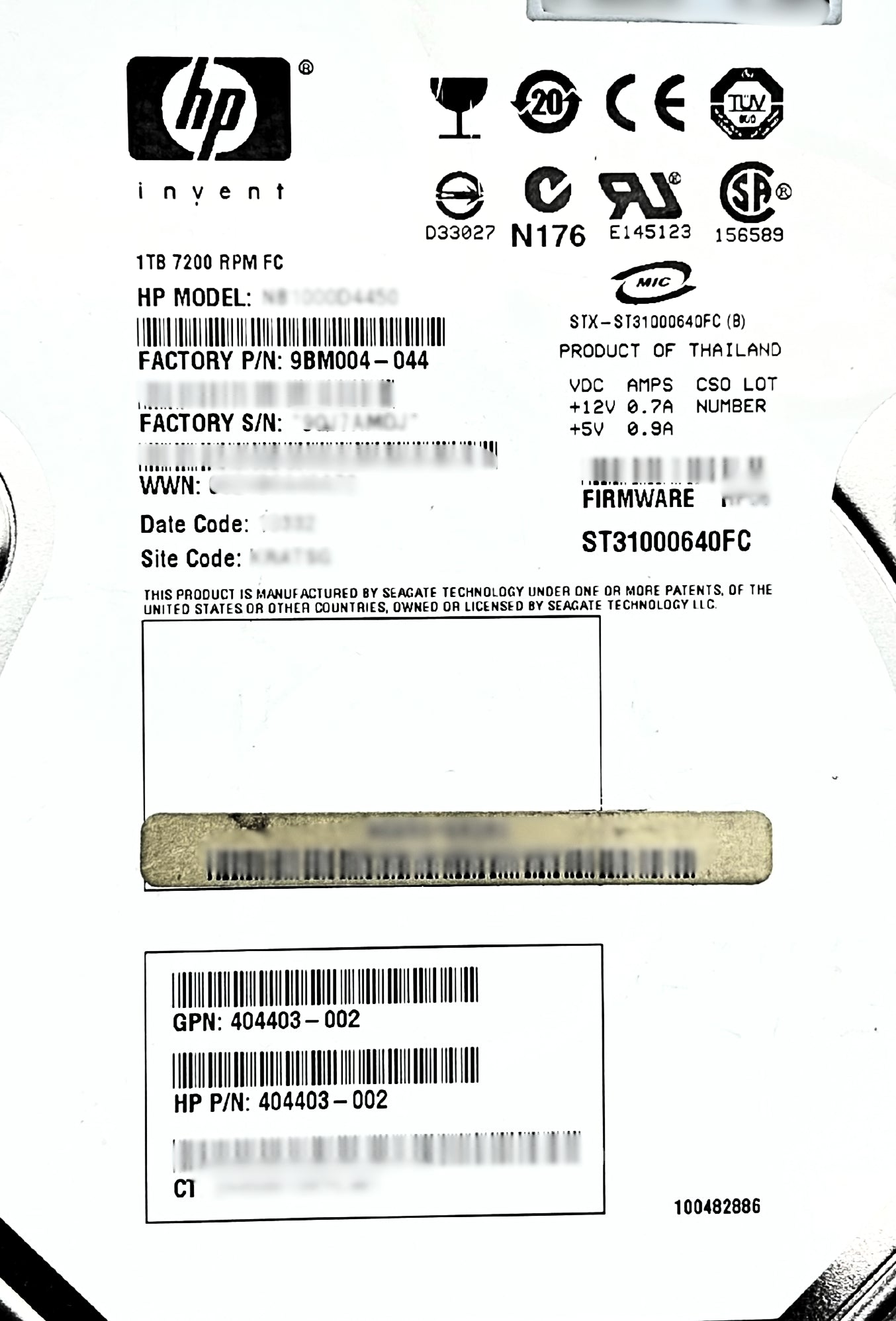 HP 404403-002 1TB EVA FATA DR. (M6412A)