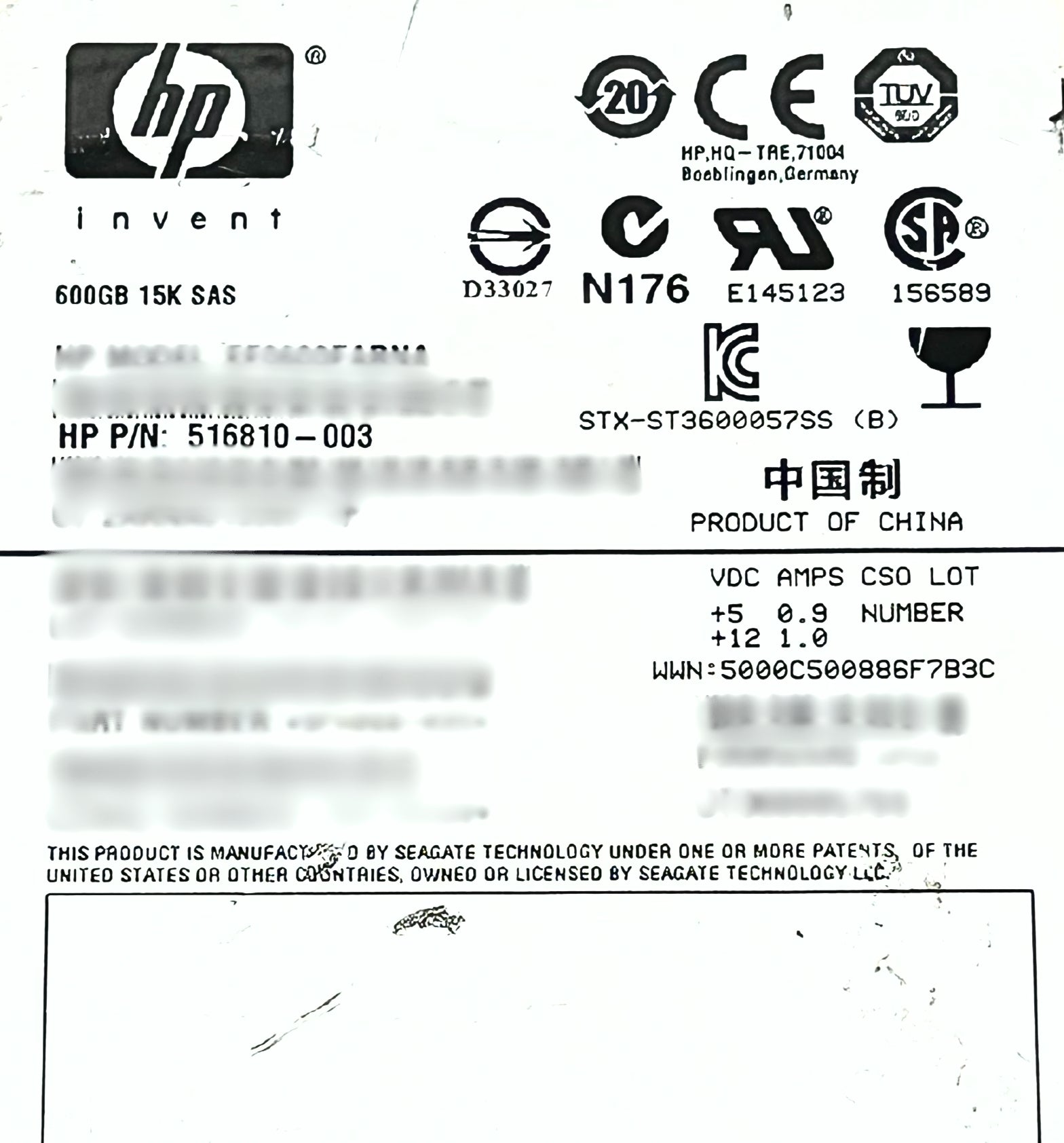 HP 516810-003 M6612 600GB 6G SAS 15K 3.5IN HDD Hard Disk Drive