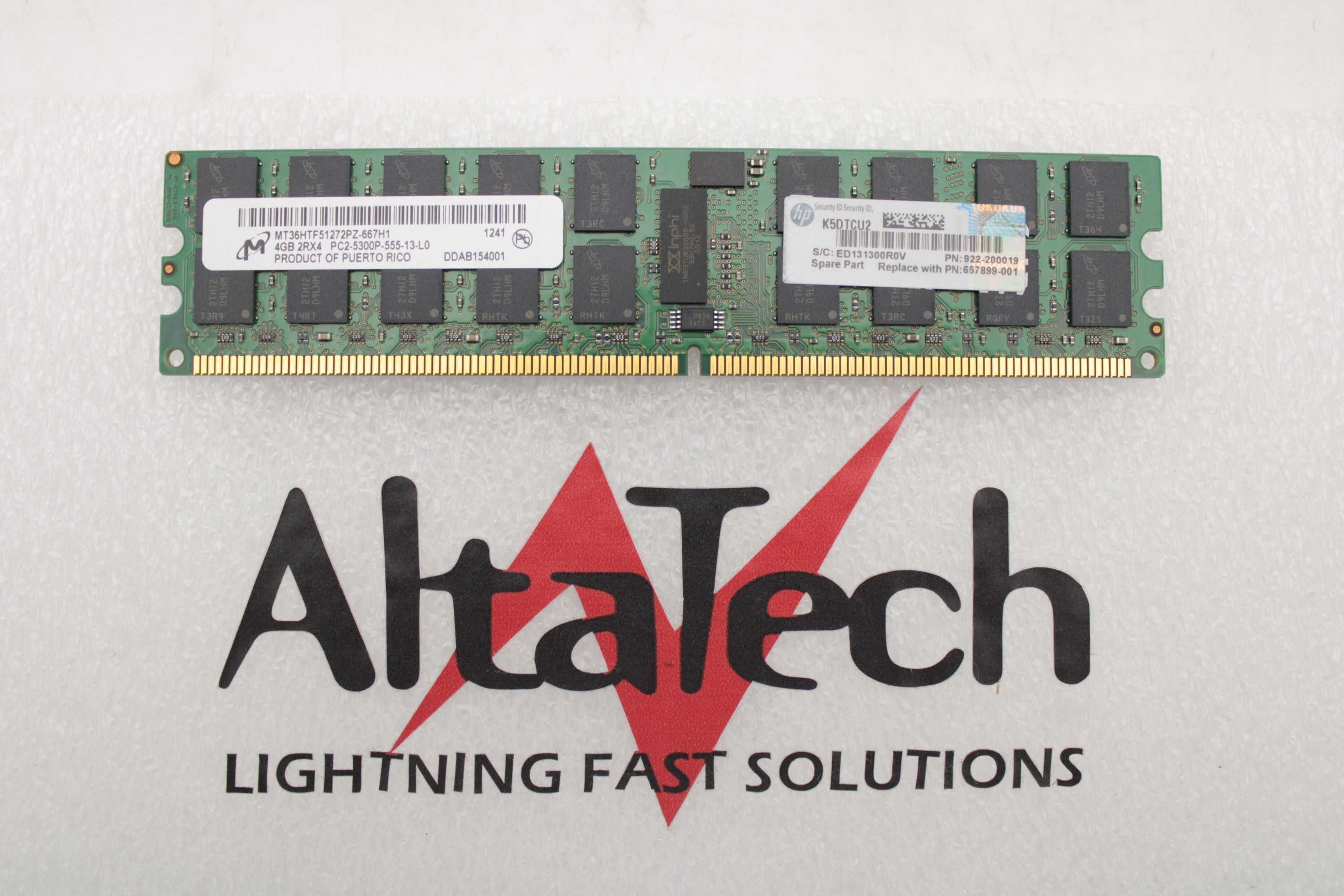 HP 657899-001 4GB 1X4GB PC2-5300P 2RX4 DIMM