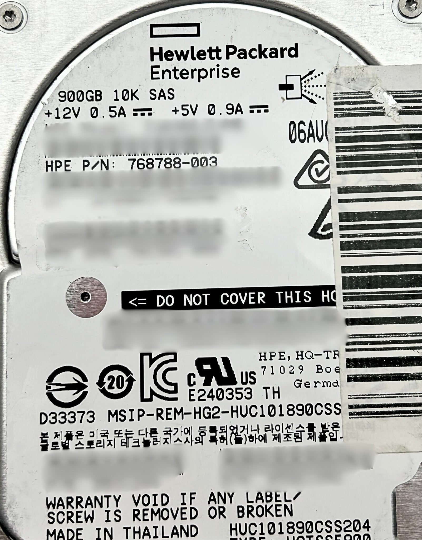 HP 768788-003 900GB SAS 12G 10K SFF SC HDD Hard Disk Drive 2.5 Inch