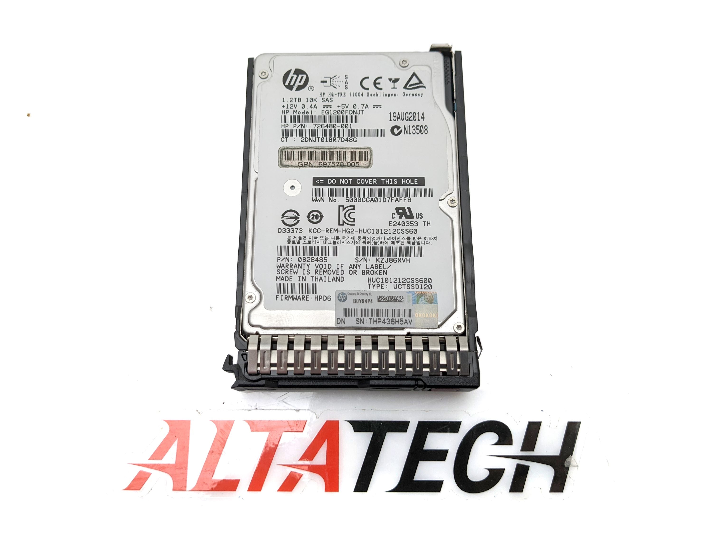 HP 792358-001 1.2TB 10K SAS SFF 2.5 6G