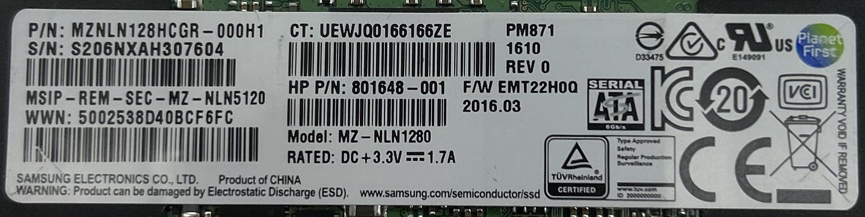 HP 801648-001 128GB SATA-3 6Gbps M.2 2280 SSD