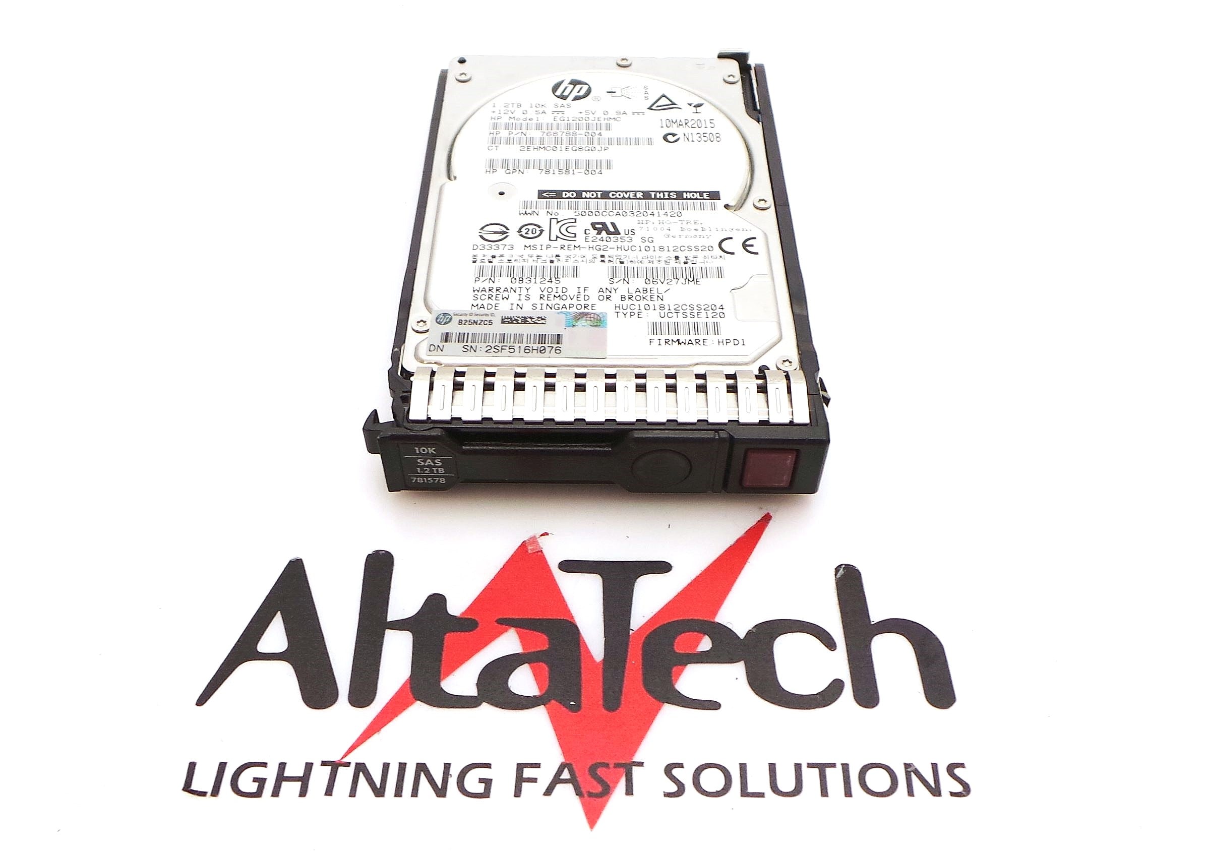 HP 846294-001 1.2TB 12G 10K SAS SFF 2.5" SC HDD