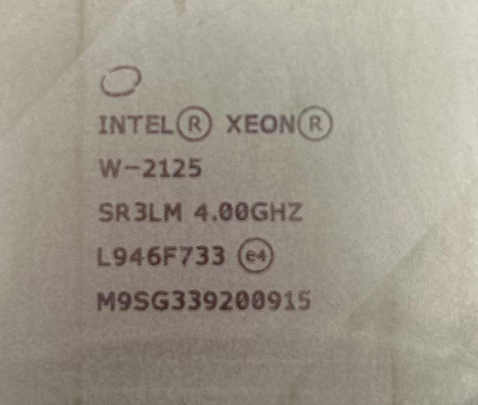 Intel SR3LM W-2125 4.0GHZ/8.25MB/120W/4C Xeon LGA2066