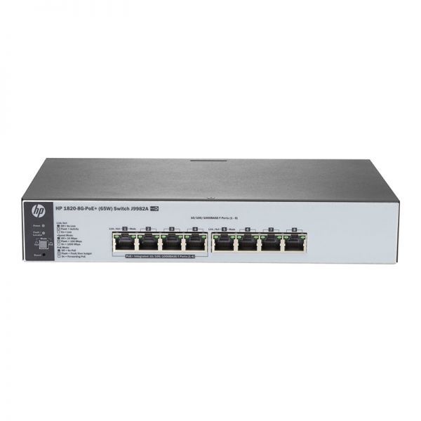 J9982A#ABA - HP 1820-8G 8-Ports 4 X 10/100/1000 (PoE+) 4 X 10/100/1000 Managed Gigabit Ethernet Switch Rack-Mountable