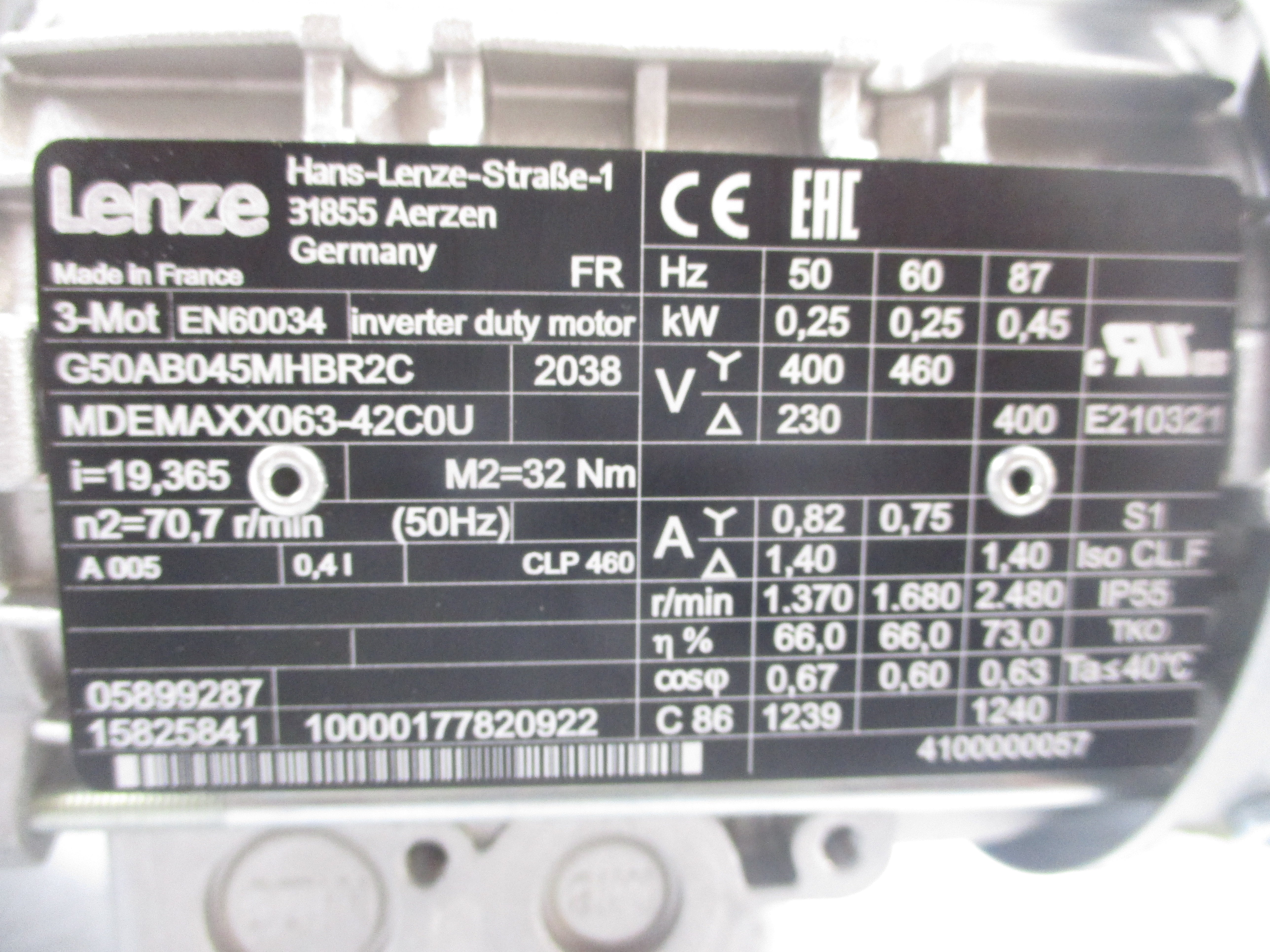 LENZE G50AB045MHBR2C 230-400/460V NSNP