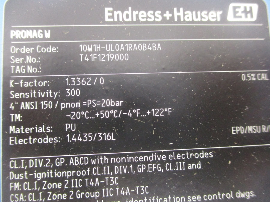 ENDRESS HAUSER 10W1H-UL0A1RA0B4BA NSMP