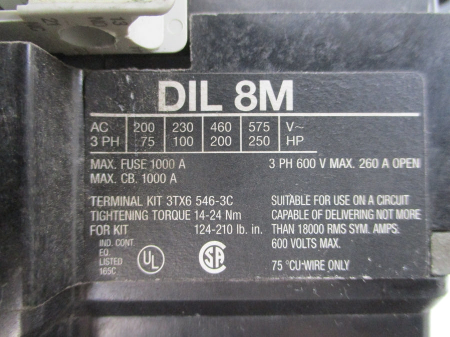 KLOCKNER MOELLER DIL8M 230/240V 260A UNMP