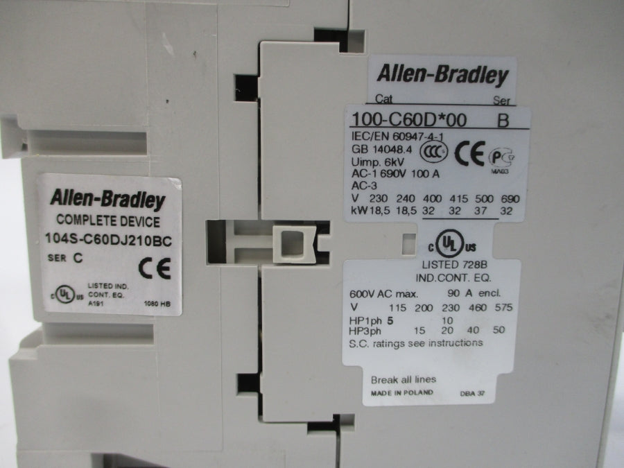 ALLEN BRADLEY 104S-C60DJ210BC SER. C 24VDC 100A (BR/WH) NSMP