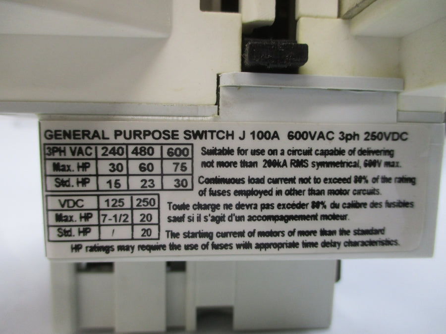 TELEMECANIQUE GS1JU3 600VAC 100A NSMP