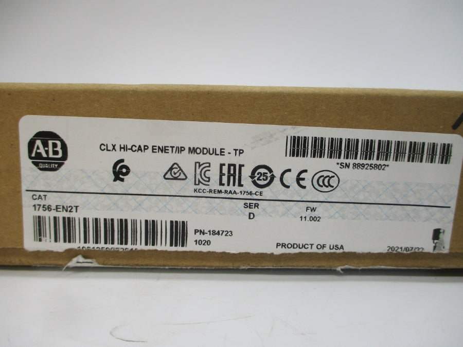 ALLEN BRADLEY 1756-EN2T SER. D F/W 11.002 5.1VDC 1.0A NSMP