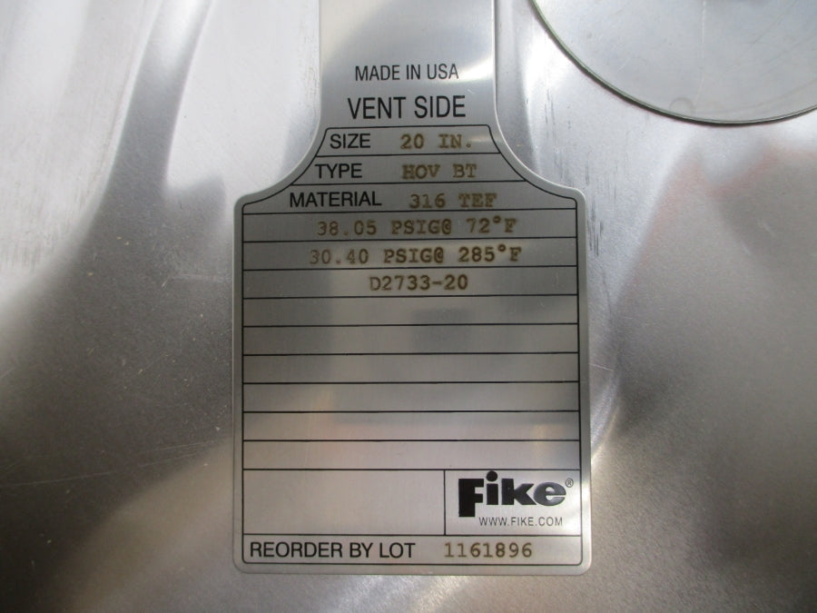 FIKE HOVBT 30.40/38.05PSI 72/285'F 20" NSMP