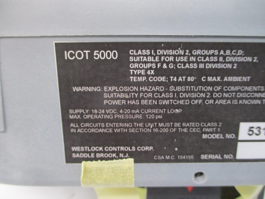 WESTLOCK CONTROLS ICOT5000 5310NIELBA0AN 18-24VDC 120PSI NSNP