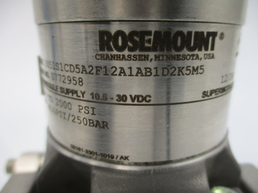 ROSEMOUNT 3051S1CD5A2F12A1AB1D2K5M5 10.5-30VDC 3626PSI NSNP
