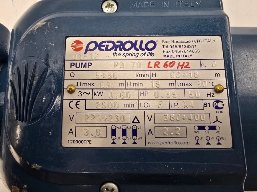 PEDROLLO PQ70 220-230/380-400V 3.8/2.2A NSNP