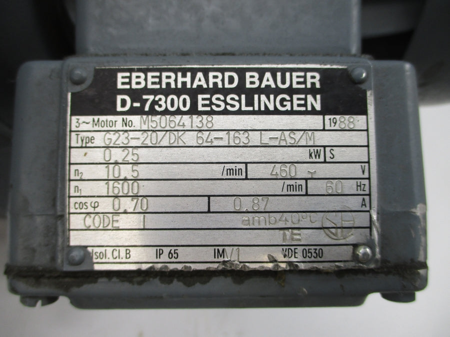 EBERHARD BAUER G23-20/DK 64-163L-AS/M M5064138 460V 0.87A NSNP