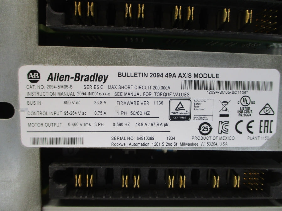 ALLEN BRADLEY 2094-BM05-S SER. C F/W 1.136 95-264VAC 0.75A UNMP