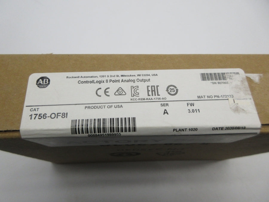 ALLEN BRADLEY 1756-OF8I SER. A F/W 3.011 DATE: 2020 NSFS