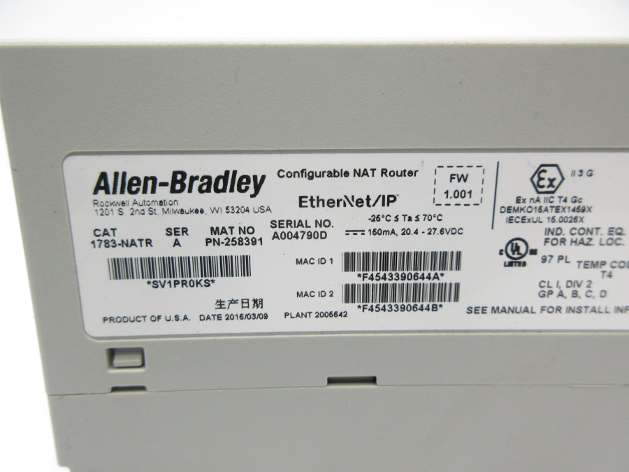 ALLEN BRADLEY 1783-NATR SER. A F/W 1.001 NSNP