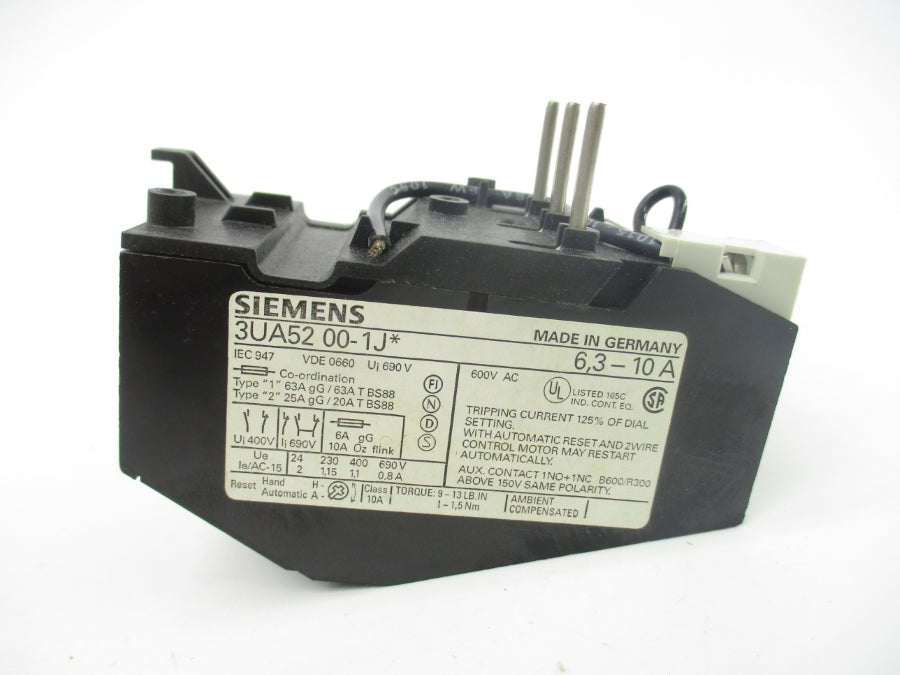 SIEMENS 3UA5200-1J* 600VAC 6.3-10A NSMP
