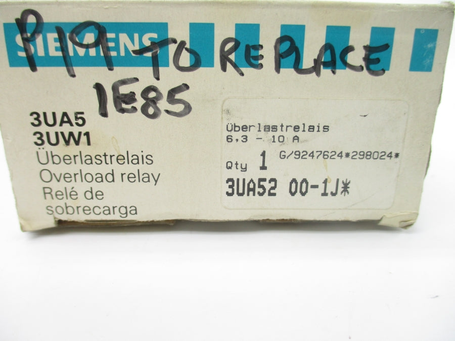 SIEMENS 3UA5200-1J* 600VAC 6.3-10A NSMP