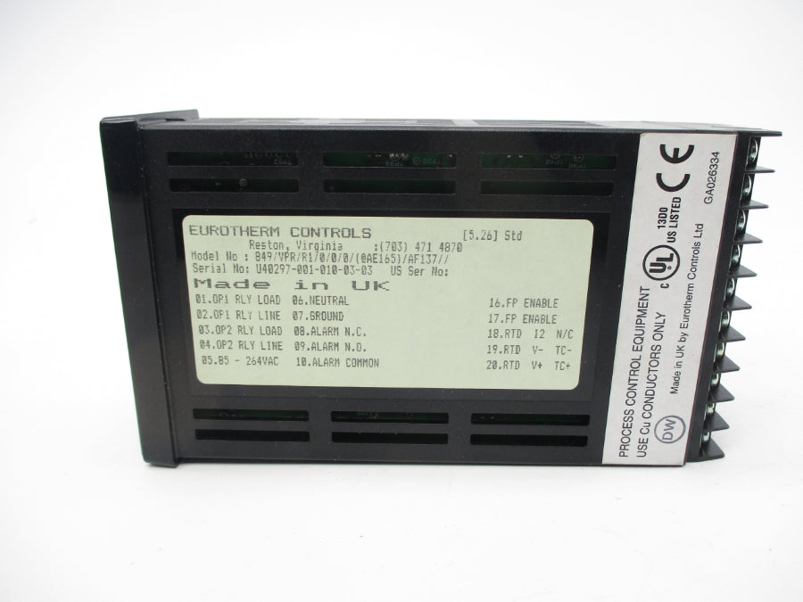 EUROTHERM CONTROLS 849/VPR/R1/0/0/0(@AE165)/AF137// 264VAC NSMP