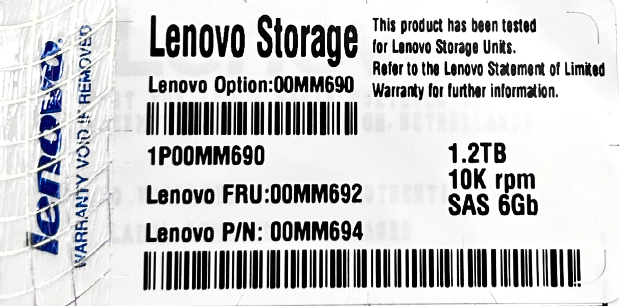 Lenovo 00MM692 1.2TB 10K 6G SAS 2.5 HD S2200 E1024