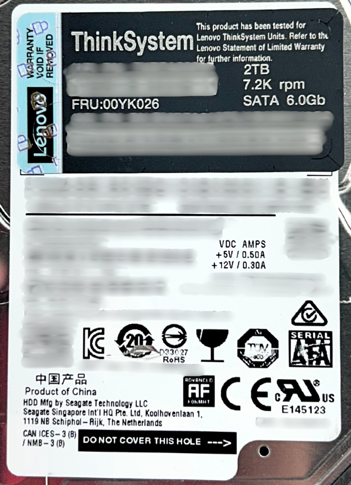 Lenovo 00YK026 2TB 7.2K SATA 2.5" HDD